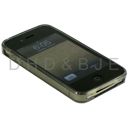 Gray TPU Skin Case Screen Protector for AT&T iphone 4  