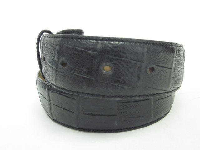 AVANTI Black Leather Moc Croc 1.5 Belt Strip Sz M  