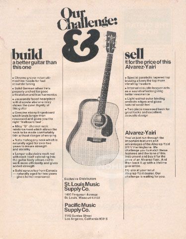 ALVAREZ YAIRI GUITAR AD vintage 70s acoustic magazine  