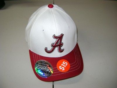 University of Alabama Cap/Hat M/L Flex Fit Zephyr White NOWT  