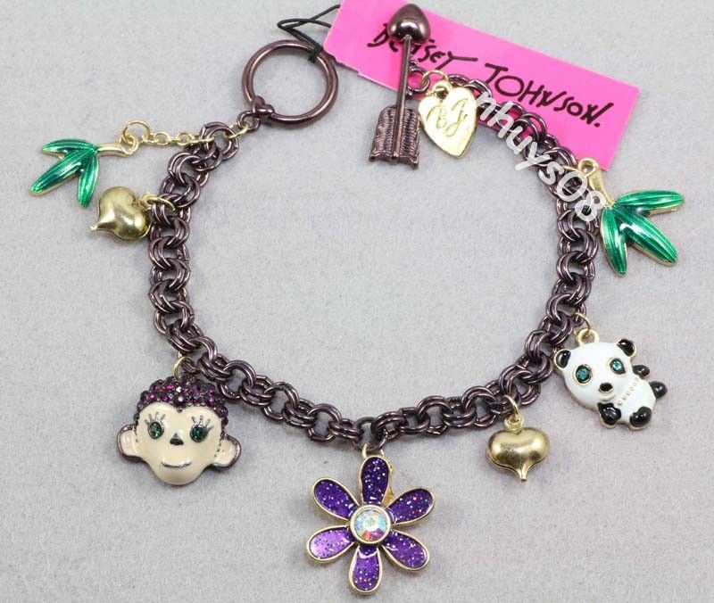 Free Ship Betsey Johnson panda Monkey Necklace Bracelets Earrings Set 