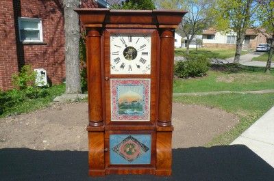 Atkins Mahogany Empire 8 Day Weight Driven Shelf Mantle Clock Painted 