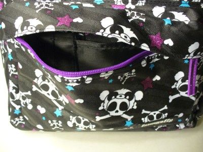 Loungefly Black Panda Skulls Backpack,Purple Glittery Stars, New with 