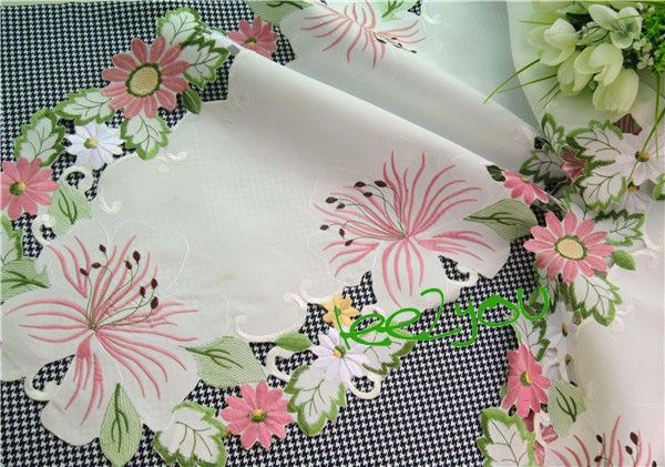 Lovely Country Spring Flowers Embroidered Table Runner 15x88 L050730 