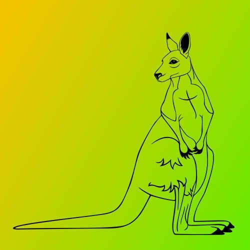 Kangaroo outback black wall art Vinyl Decal Sticker  