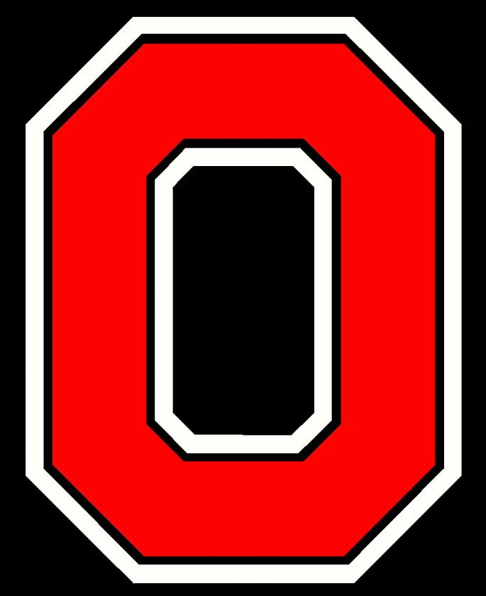 OHIO STATE BLOCK O VINYL DECAL STICKER ( RED AND WHITE )  