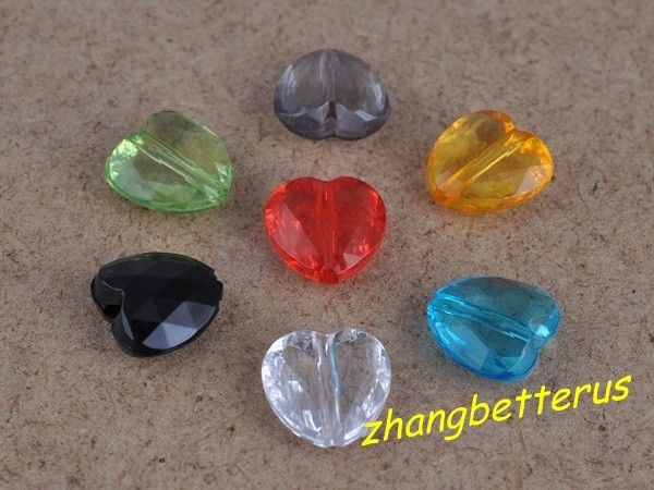 120 Pcs Mixed Color Acrylic Heart Beads Charms Jewelry Findings 12 mm 
