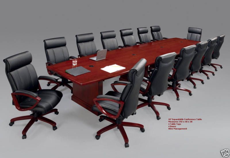   Boat Shaped or Rectangle EXPANDABLE CONFERENCE TABLE in 3 Wood Colors