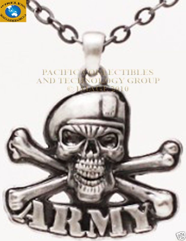 MILITARY ARMY SKULL CROSS BONES NECKLACE JEWELRY COOL  