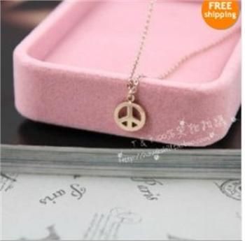 Cool Fashion Necklace peace sign Pendants COLORFUL x18 gold great gift 