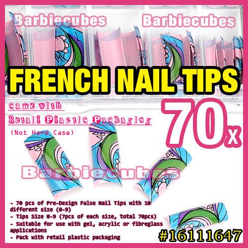 70 pcs Creative Art Draw Design French UV Acrylic False Nail Tips 