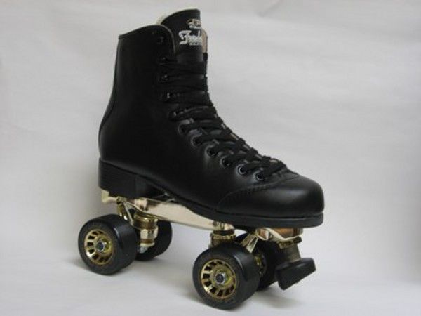 NEW PACER FANDANGO QUAD ROLLER SKATES Mens 10 BLACK & METAL CARRY 