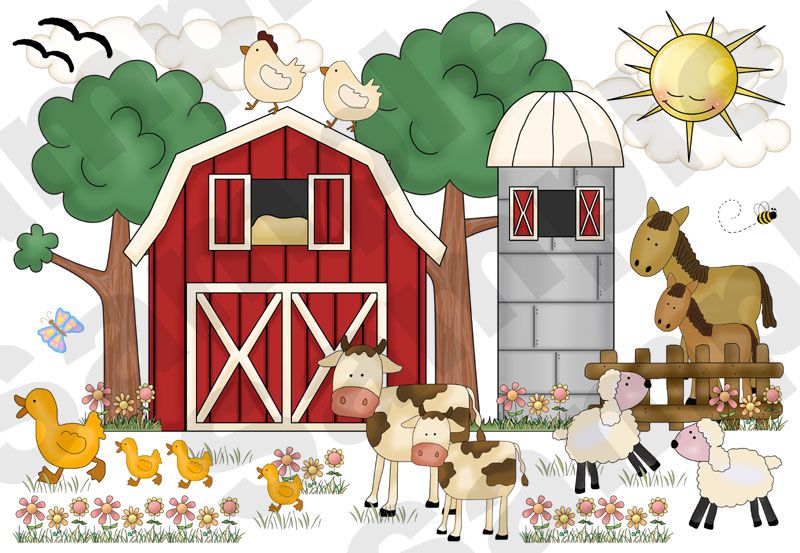   put the 16 sheets together to make this mural of a Barnyard Scene