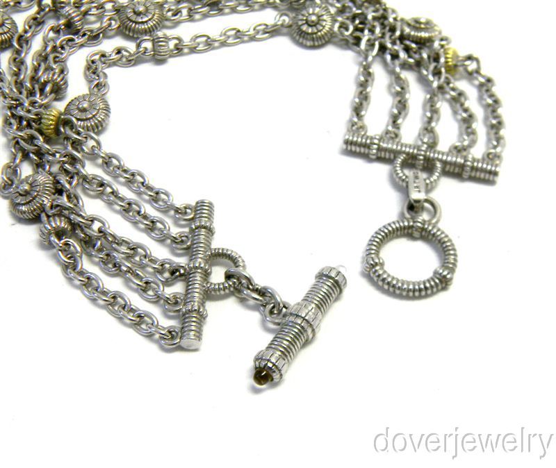 Designer Judith Ripka Diamond 18K Gold Sterling Silver Chain Bracelet 