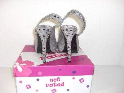 Not Rated Sedated Grey Fabric Open Toe Pumps 6.5 Shoes  