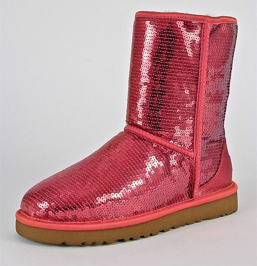   AUSTRALIA CLASSIC SHORT SPARKLES SEQUINS RUBY RED WOMENS BOOTS US 9
